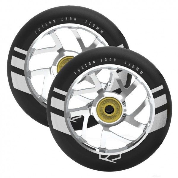 Колеса Fuzion 110 mm Wheel (pair) - Silver Ano / Black PU, фото номер 1