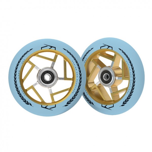 Колеса Fuzion Apollo 110 mm Wheel (pair) - Baby Blue / Gold, фото номер 1