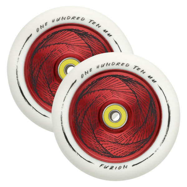 Колеса Fuzion 110 mm Hollowcore Wheel (pair) - Marker / White Red Core White PU, фото номер 1