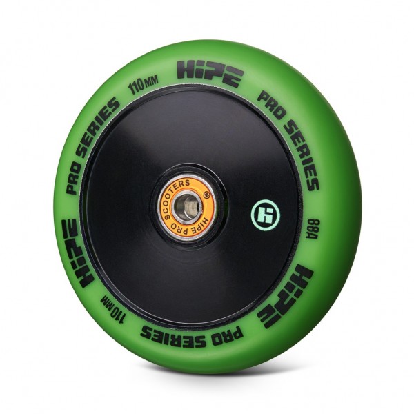 Колесо HIPE H21 110*24 мм, черный/зеленый люминесцентный glow logo, фото номер 1