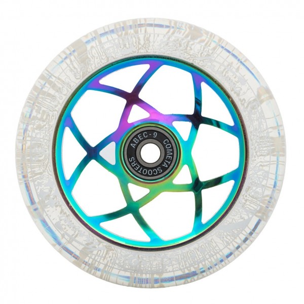 Колесо для самоката Комета Атом 110 прозрачный / неохром, фото номер 1
